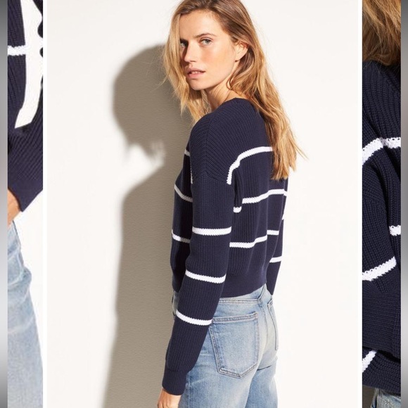 Vince Racked Rib Cotton Stripe in Coastal/Optic White (US small) - Picture 3 of 9